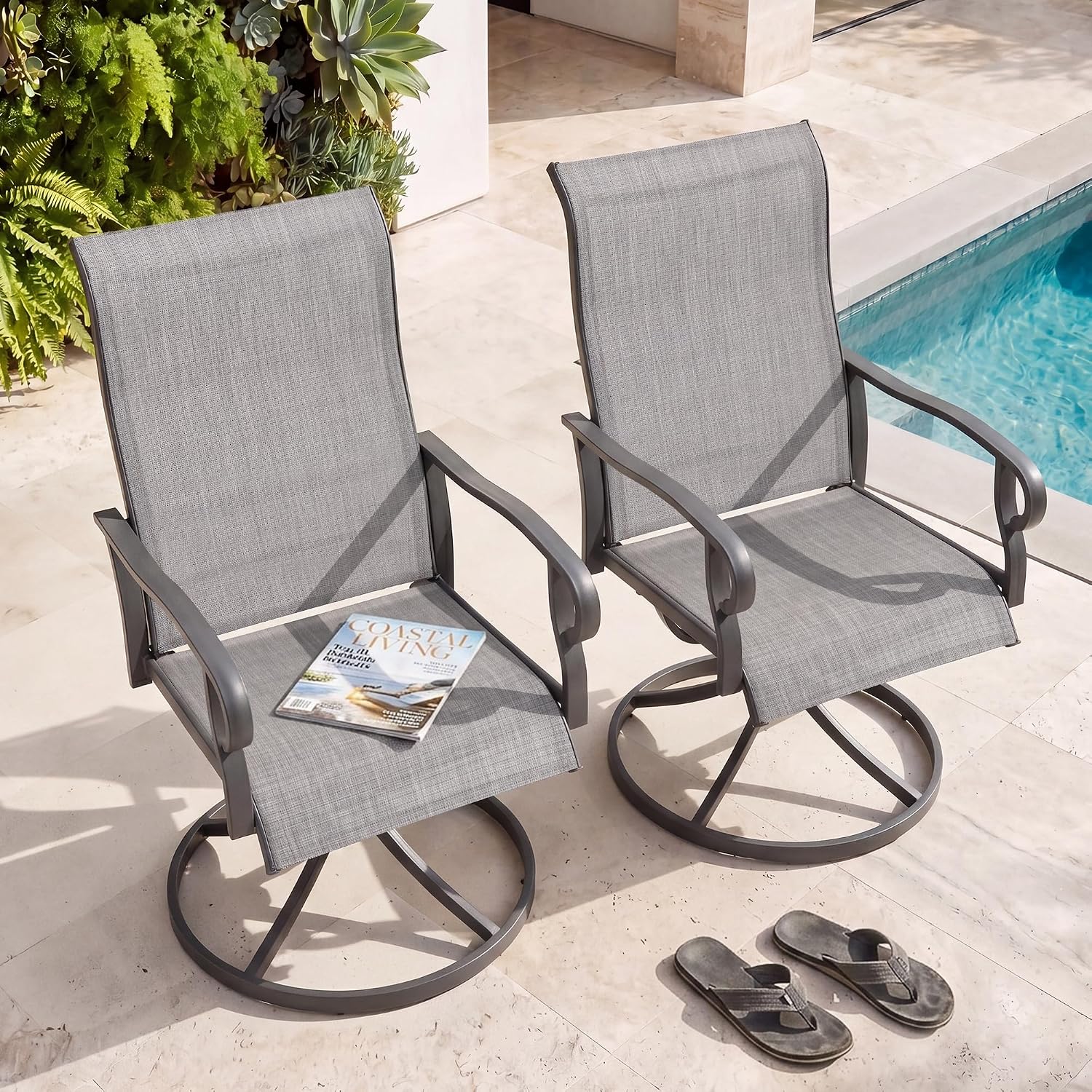 Outdoor Furniture Rocking Chair - Juego de 2 Sillas Giratorias de