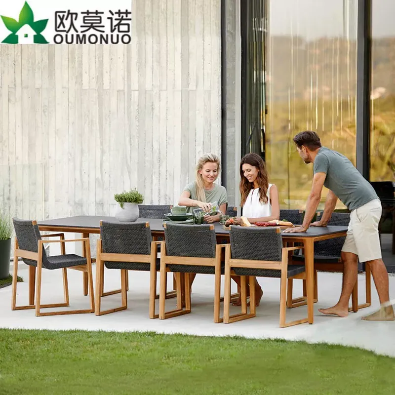 Outdoor Furniture Teak - Conjunto de Comedor de Mimbre y