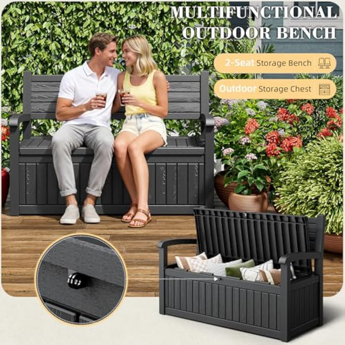 Banco de almacenamiento para e - Outdoor Furniture Bench reseña y precio
