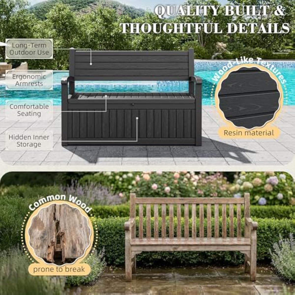 Banco de almacenamiento para e - Outdoor Furniture Bench reseña y precio