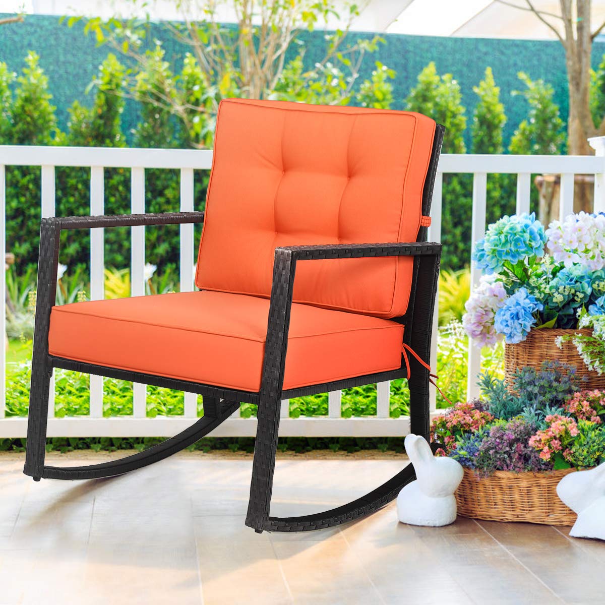 Silla mecedora de mimbre, sill - Outdoor Furniture Rocking Chair reseña y precio
